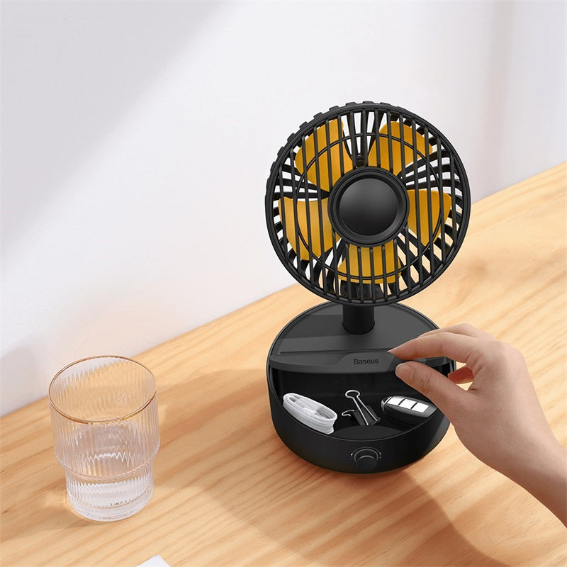 Baseus Hermit desktop wireless charger with oscillating fan - Black