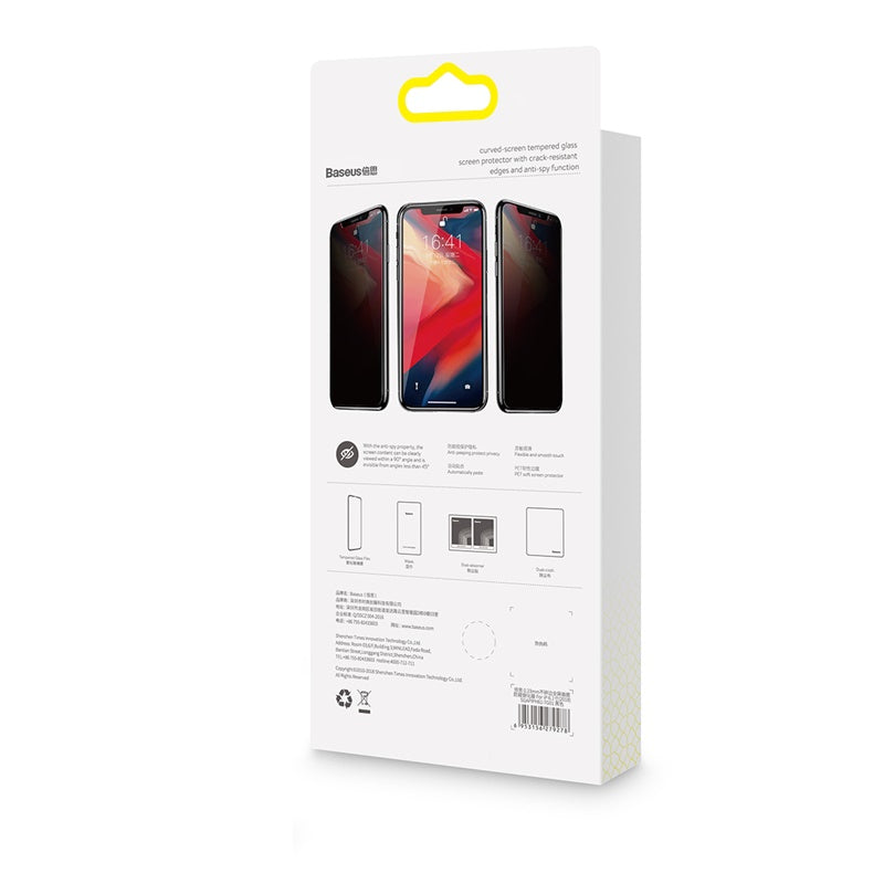 Baseus 0.23mm Anti Spy Full Glass Screen + Pasting Artifact 11 Pro Max – Xs Max
