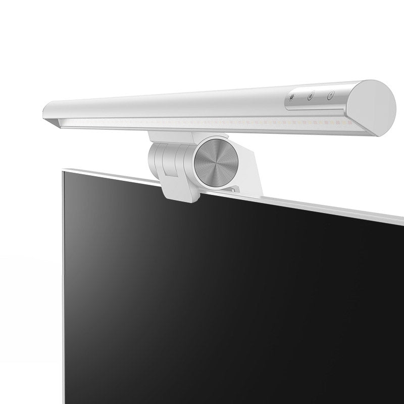 Baseus i-wok Series USB stepless dimming screen hanging light in white, showing adjustable brightness and modern design.