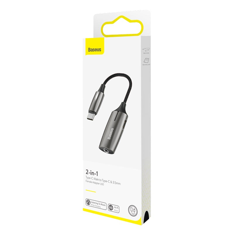 Baseus L60 2-in-1 Type-C To Type-C &amp; 3.5mm Female Adapter Tarnish