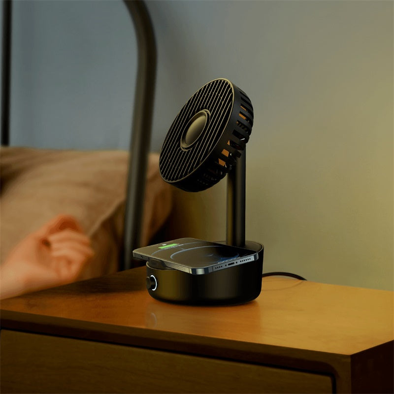 Baseus Hermit desktop wireless charger with oscillating fan - Black