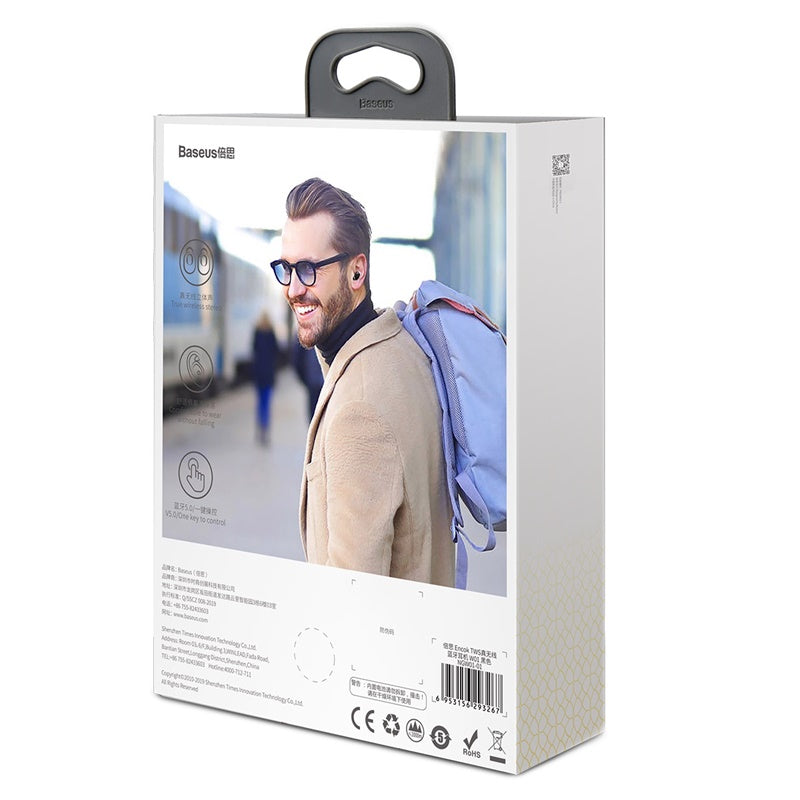Baseus W01 TWS 3D Stereo, Working 6-7h, IPX5 Waterproof &amp; BT v5.0 Black