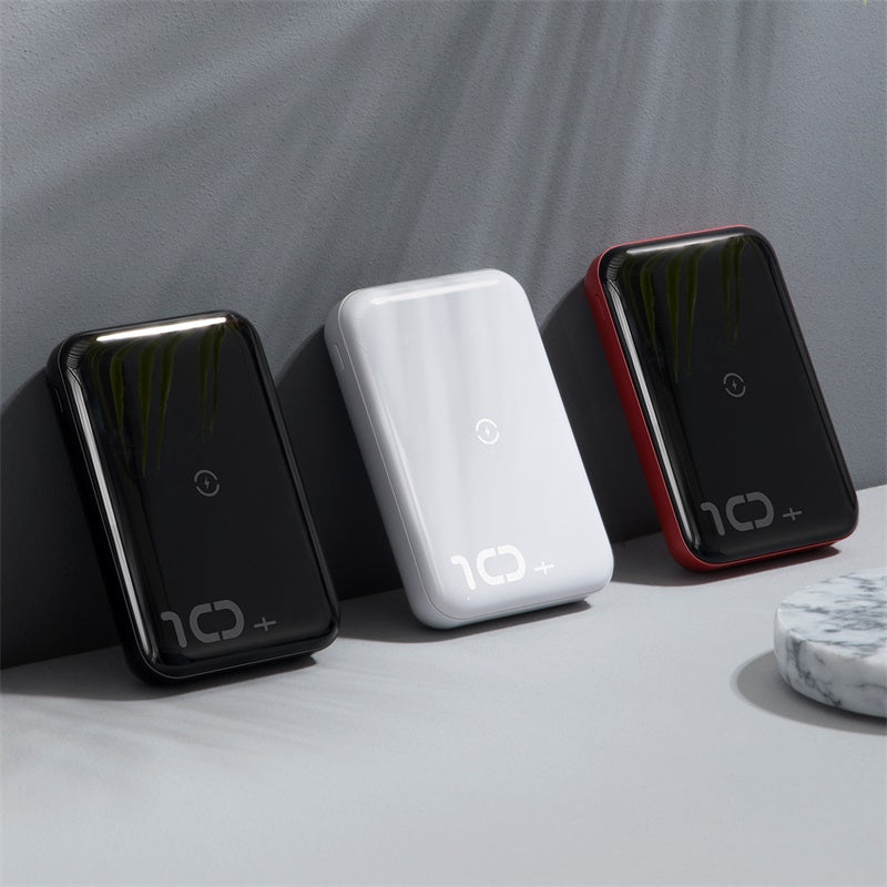 Mini S باور بنك 10000mAh و شاحن لاسلكى سريع 10w بمخرجين للشحن السريع ( QC3 + PD ) اسود