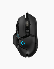 Logitech G502 HERO high-performance gaming mouse with customizable buttons and ergonomic design for gaming and computer use.