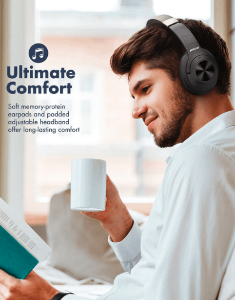 Mpow H21 Wireless Headphone With Noise Canceling ANC - Bluetooth -5 Mic For Calls - Black