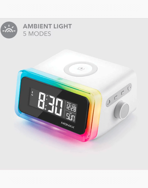 MOMAX Q.Clock2 Digital clock with wireless charge-White