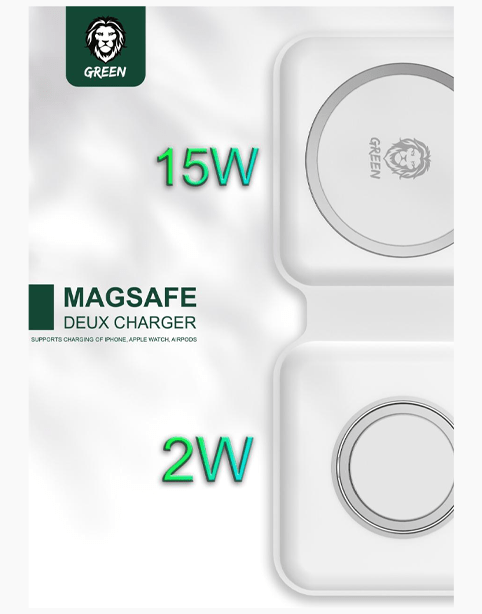 GREEN MAGSAFE DEUX WIRELESS CHARGER  Foldable Magnetic- White