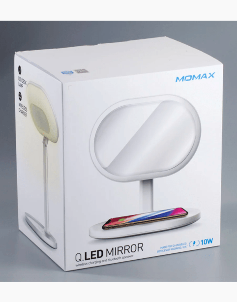MOMAX Q.LED Mirror wireless charging and Bluetooth Speaker - White