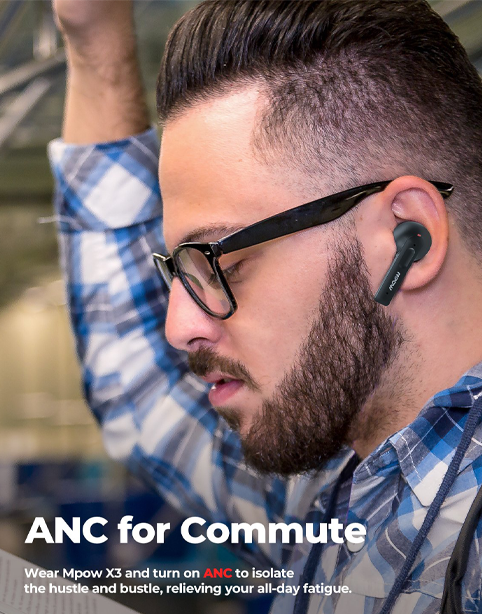 MPOW X3 ANC Wireless Headphones With Touch Control - Black