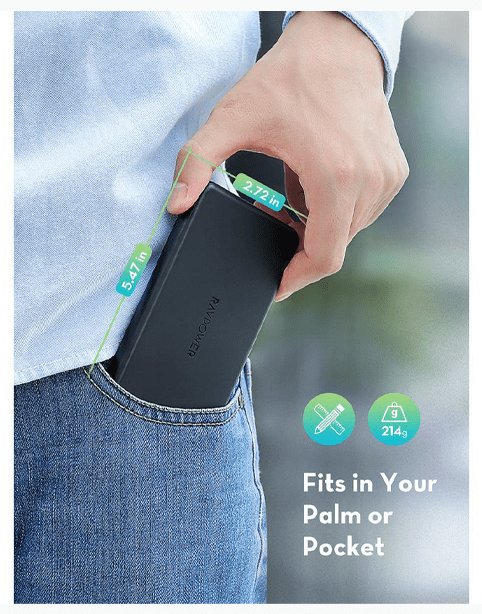 Ravpower 10000mAh Slim Power Bank - Black