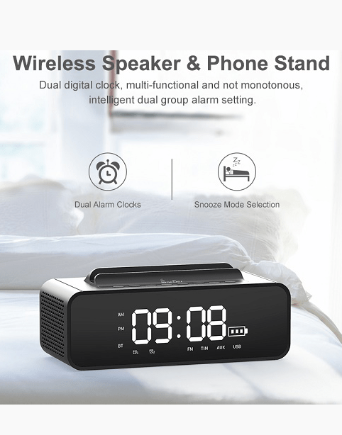OneDer V06 Bluetooth Speaker with Mobile Stand and Digital Clock,high bass Sound Box