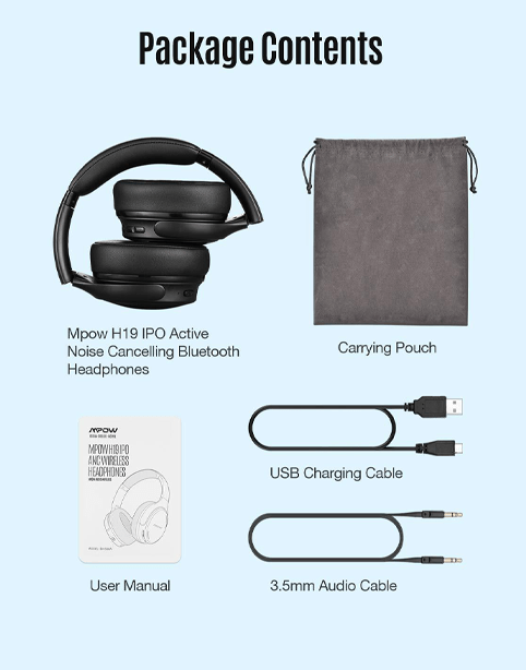 Mpow H19 IPO Wireless Noise Canceling ANC Headphone - Bluetooth - Black
