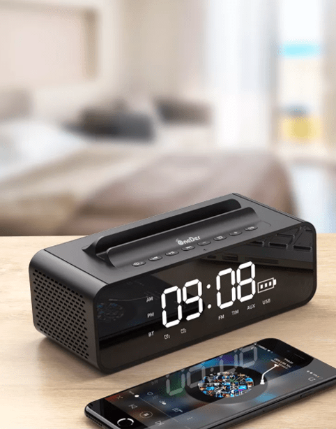 OneDer V06 Bluetooth Speaker with Mobile Stand and Digital Clock,high bass Sound Box