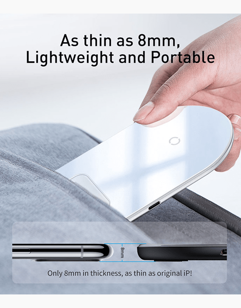 Baseus Simple 2in1 Wireless Charger Pro Edition For Phones+Pod 15W - White