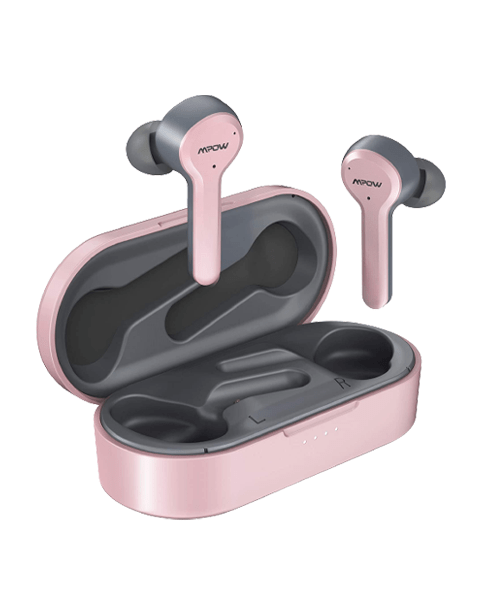 Mpow M9 TWS earbud with touch controls, immersive bass, 4-mic CVC8.0 noise reduction, IPX8 waterproof design, black color