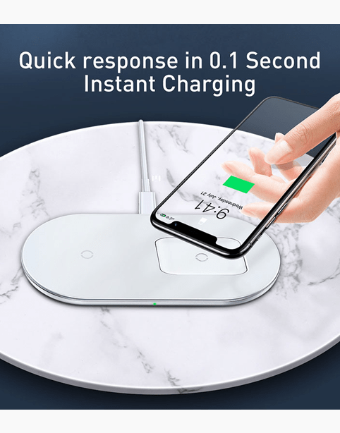 Baseus Simple 2in1 Wireless Charger Pro Edition For Phones+Pod 15W - White