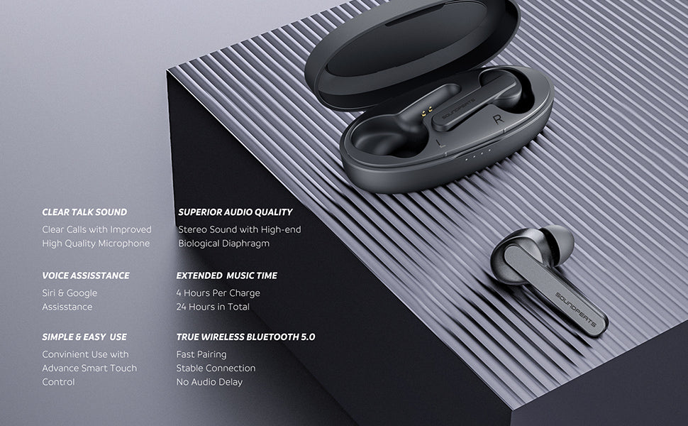 SoundPeats TrueCapsule Touch Earbuds With built-in HD Mic - Black