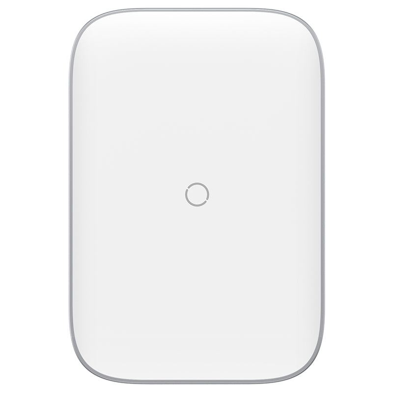 Baseus Rib 15W fast wireless charger in white with a sleek design, designed for fast charging smartphones wirelessly.