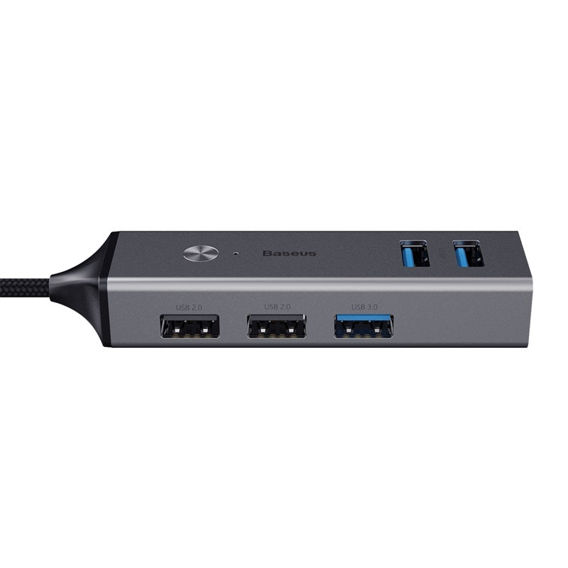 Baseus Cube USB to USB3.0*3+USB2.0*2 HUB Adapter - Dark gray