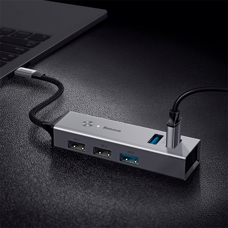 Baseus Cube تايب سى hub للماك و اجهزة اللاب توب 3 منافذ usb3.0 + 2 منفذ usb2.0