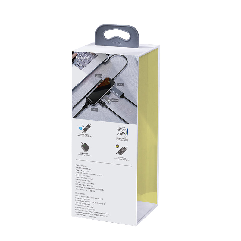 Baseus Multi-functional HUB (Type-C to 3xUSB3.0+HD4K+RJ45+PD) Deep gray