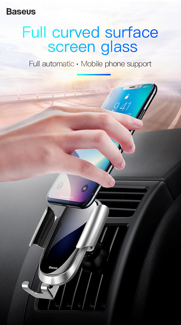 Future Gravity By Baseus Aluminum/Glass Car Mount - Silver