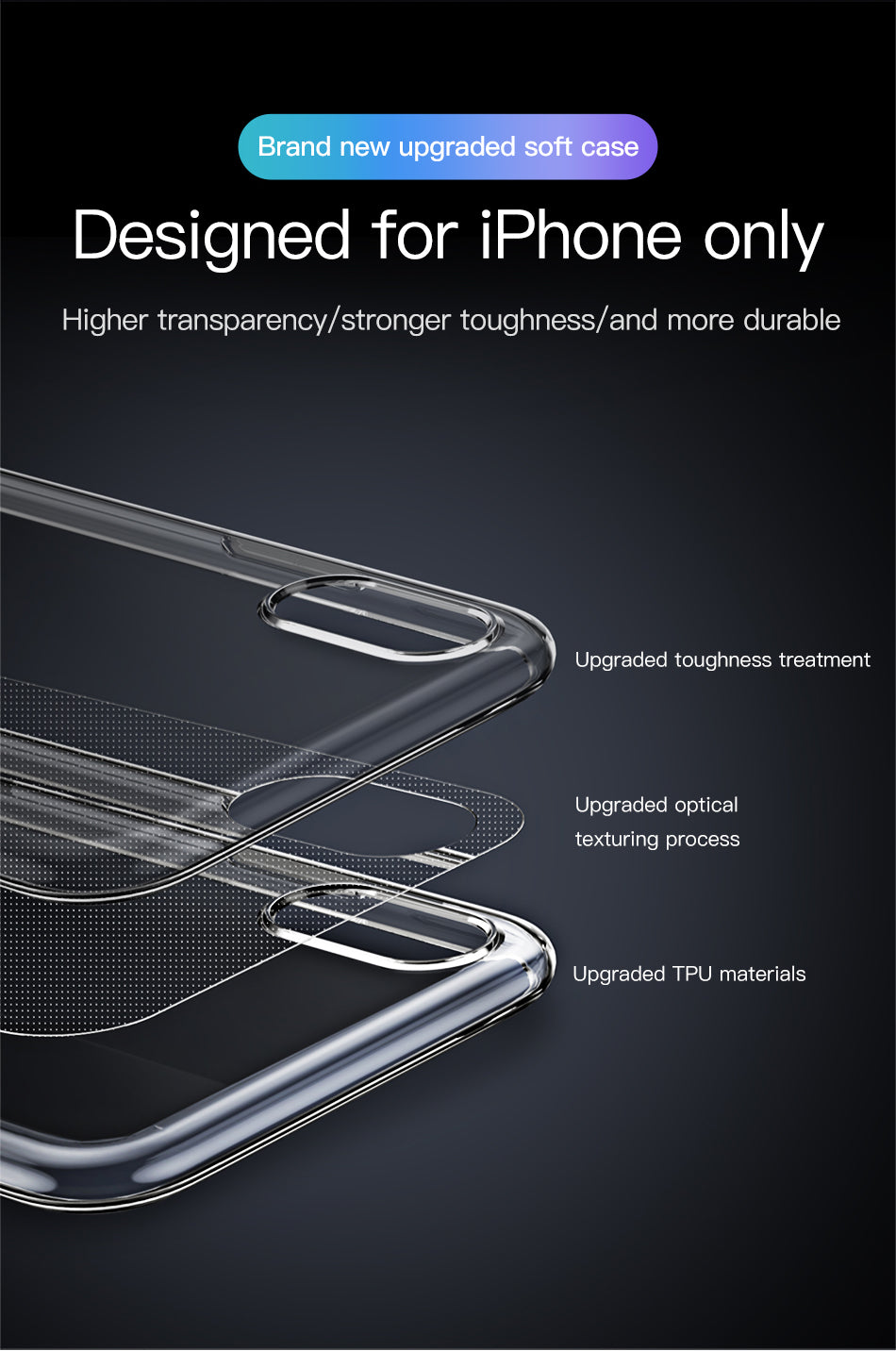 Simplicity By Baseus Slim Transparent Soft Clear TPU iPhone Xs Max Gold