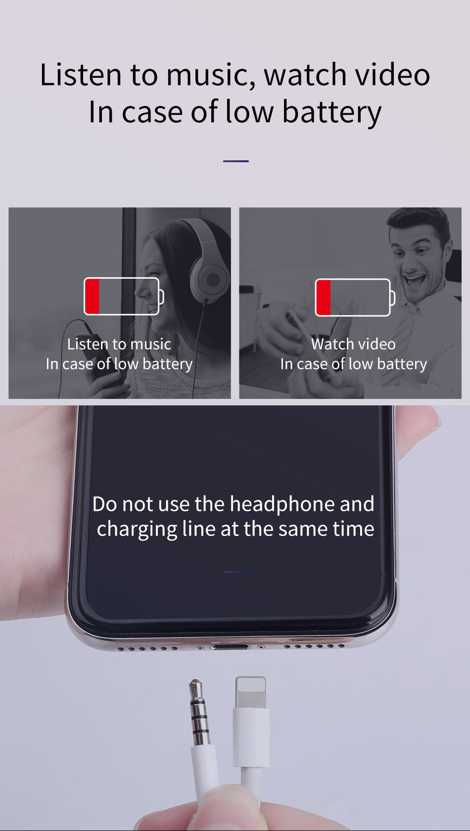 Baseus L43 iPhone Converter to iP &amp; 3.5mm audio jack Red