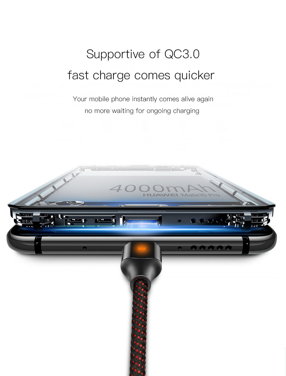 X Type By Baseus Anti-Cut Cable, USB For Type-C QC 3.0 1M Red