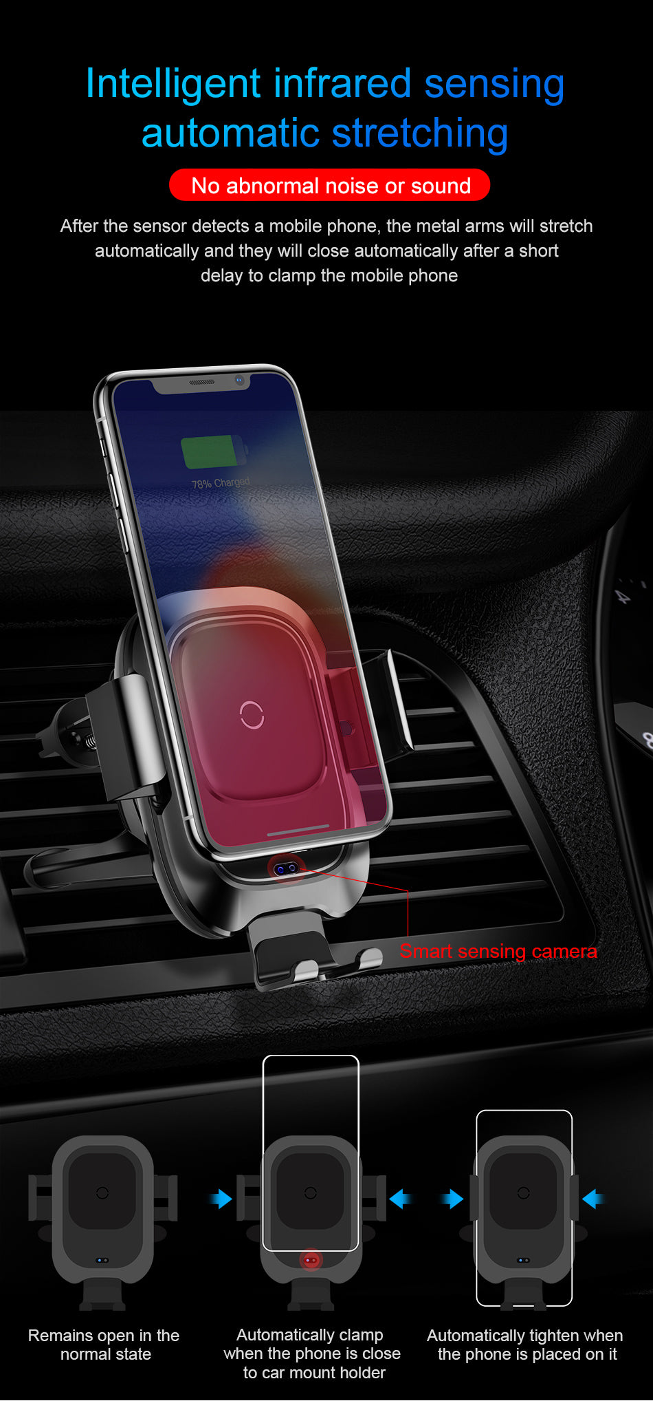 Smart Sensor Wireless Holder [Air Version] By Baseus 10W Fast Wireless Charging