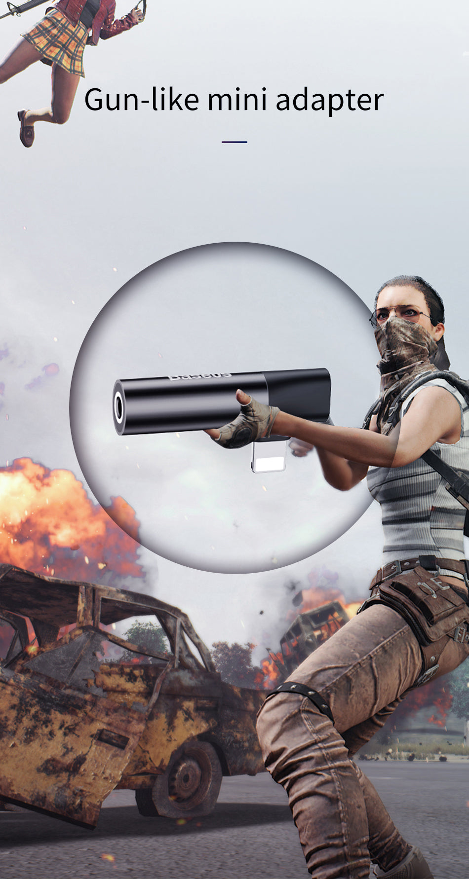 Baseus L43 iPhone Converter to iP &amp; 3.5mm audio jack Black