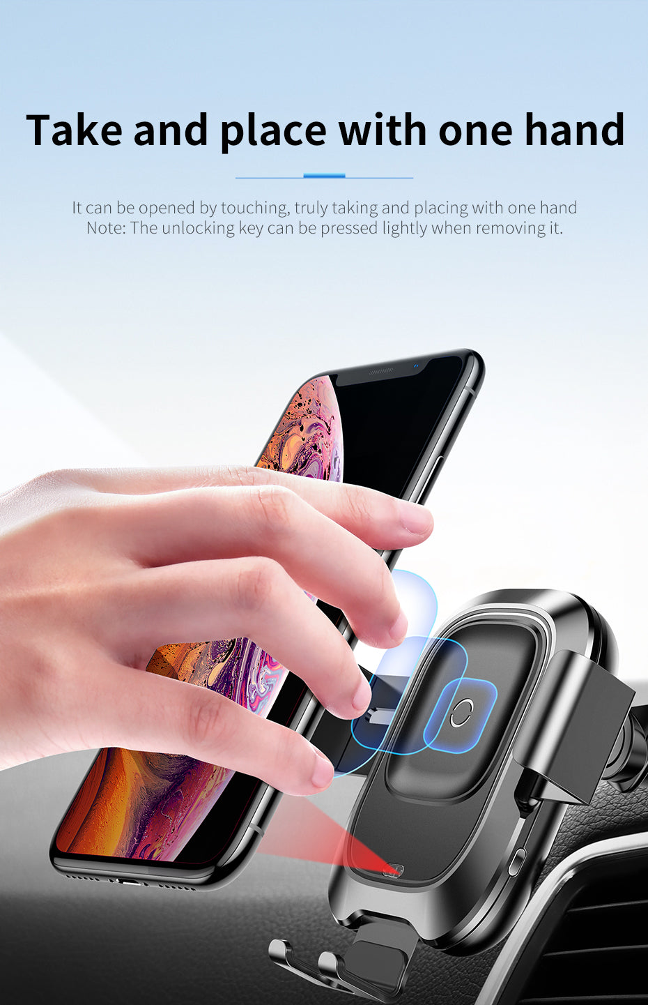 Smart Sensor Wireless Car Holder By Baseus 10W Fast Wireless Charging