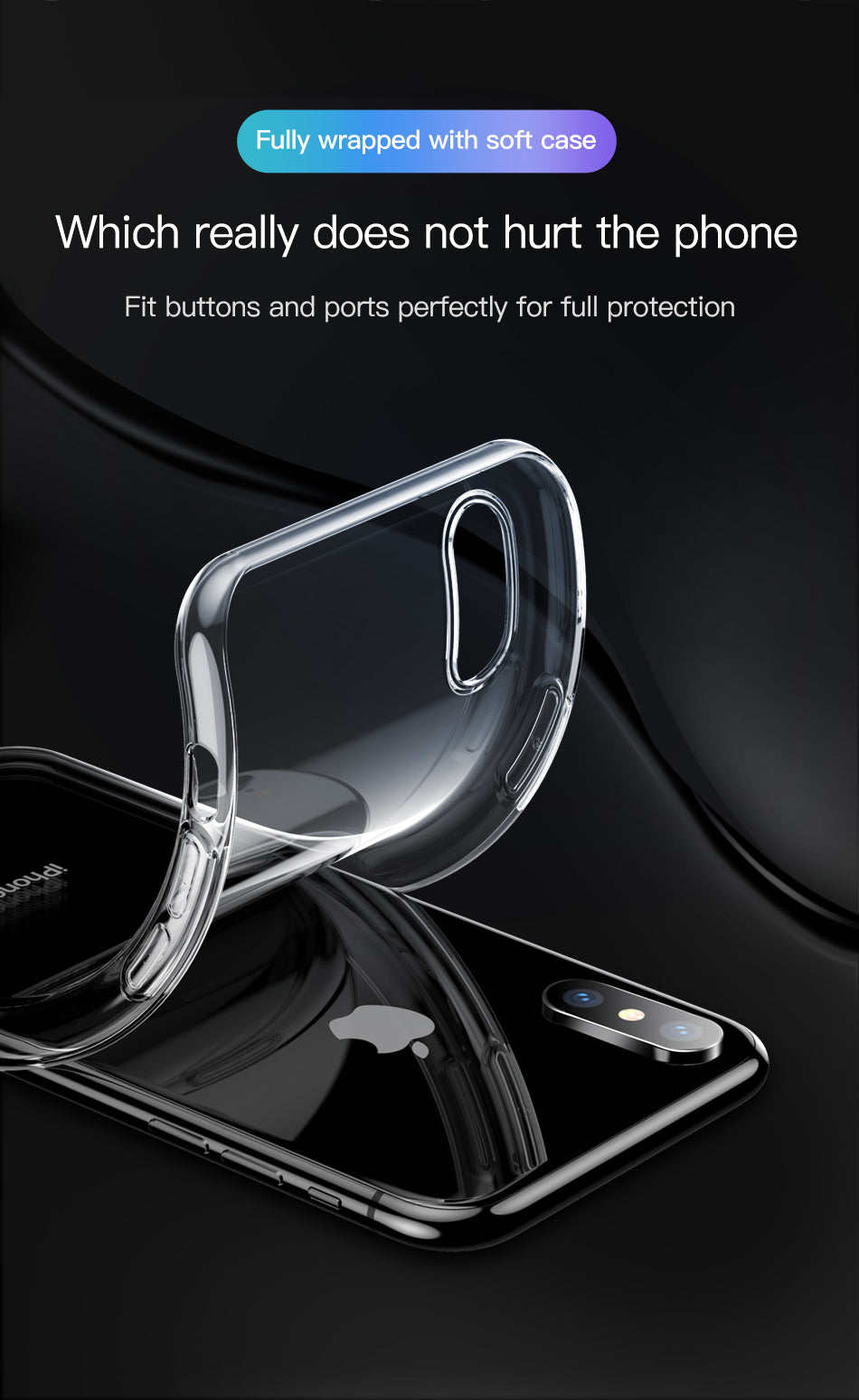 Simplicity By Baseus Slim Transparent Soft Clear TPU iPhone Xs | X Gold