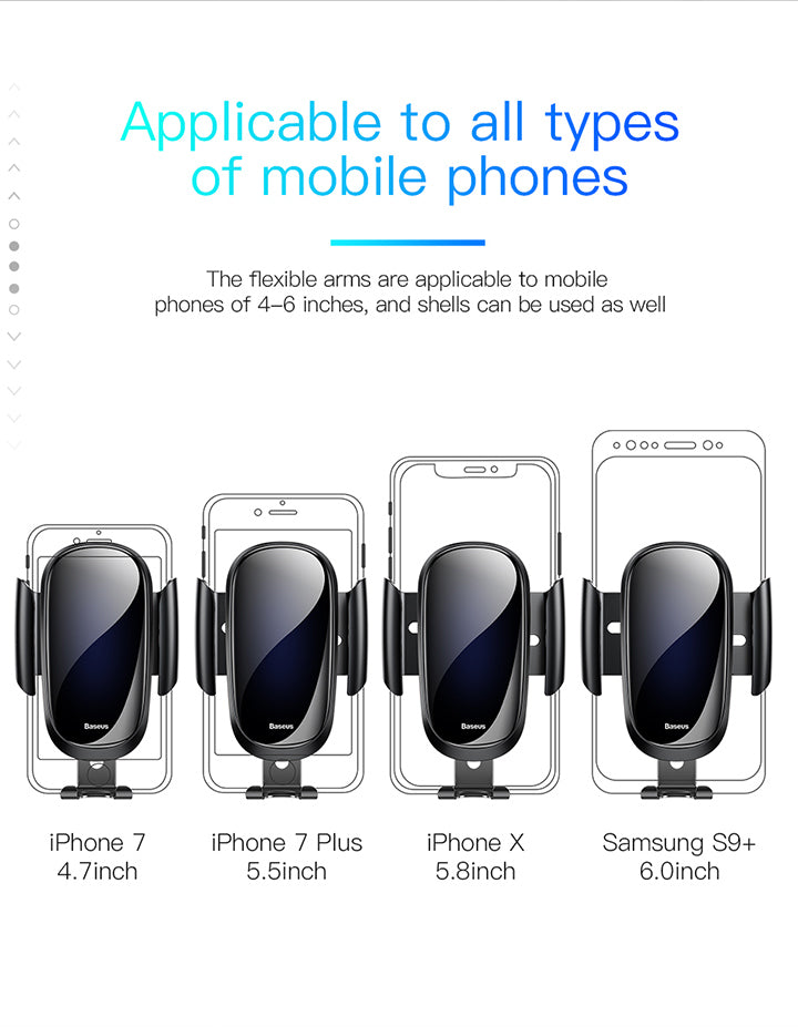 Future Gravity By Baseus Aluminum/Glass Car Mount - Silver