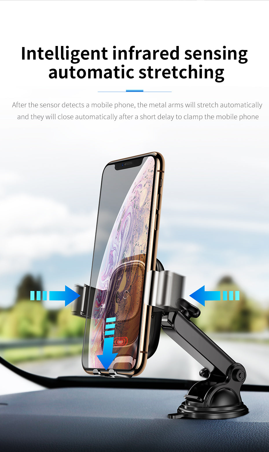 Smart Sensor Wireless Car Holder By Baseus 10W Fast Wireless Charging