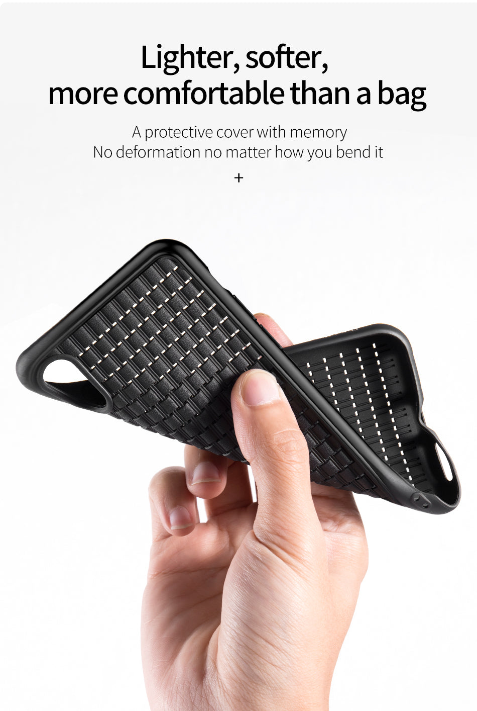 Black BV 2nd Generation Baseus slim flexible iPhone XR case showing its thin, durable design with precise cutouts.