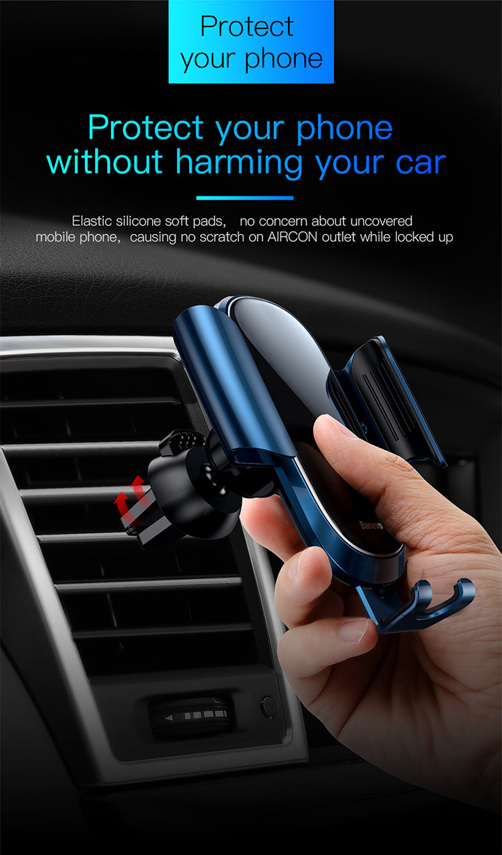 Future Gravity By Baseus Aluminum/Glass Car Mount - Silver