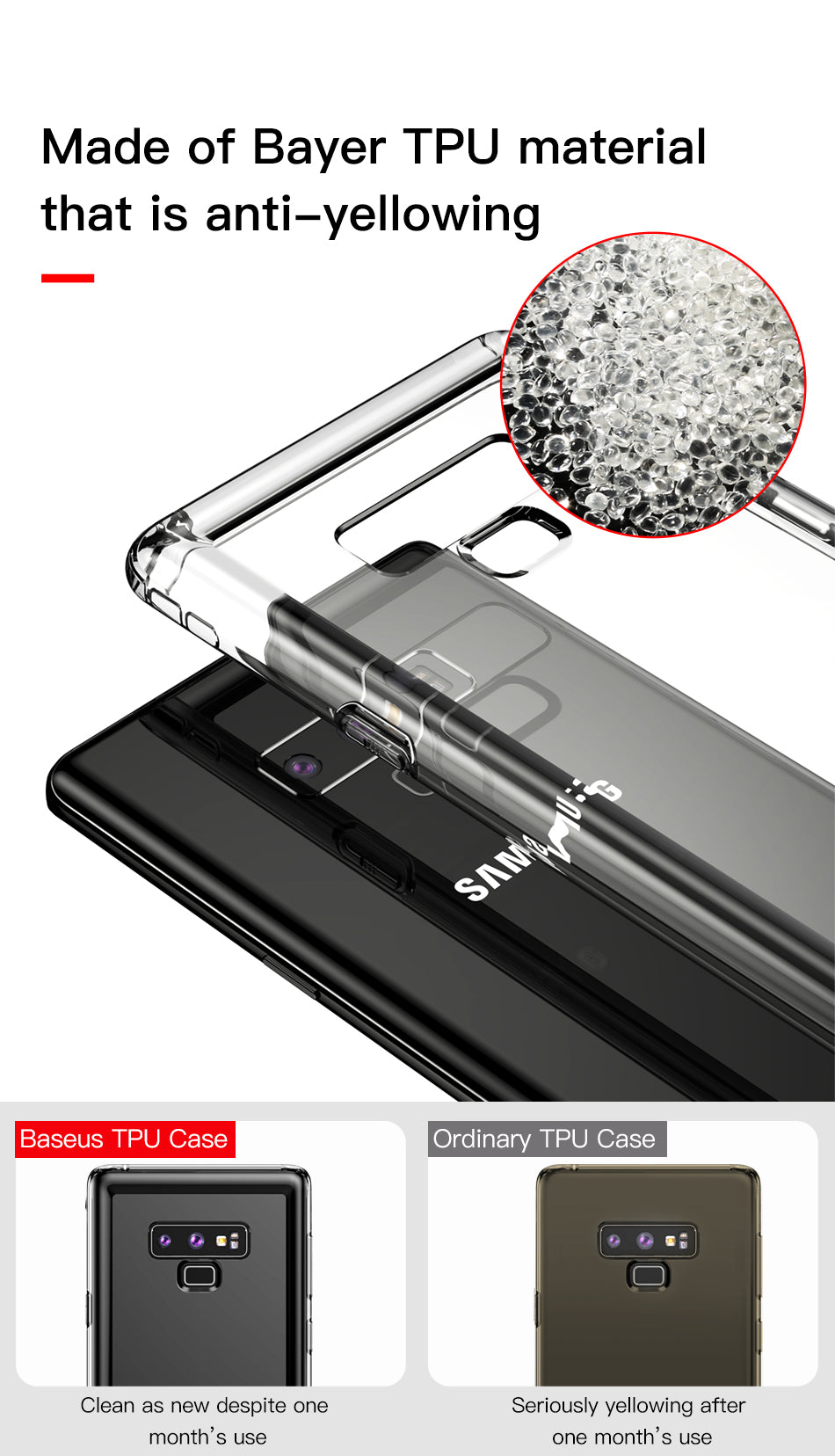 Airbags Series By Baseus Safety Flexible TPU Case For Note 9 T/Clear