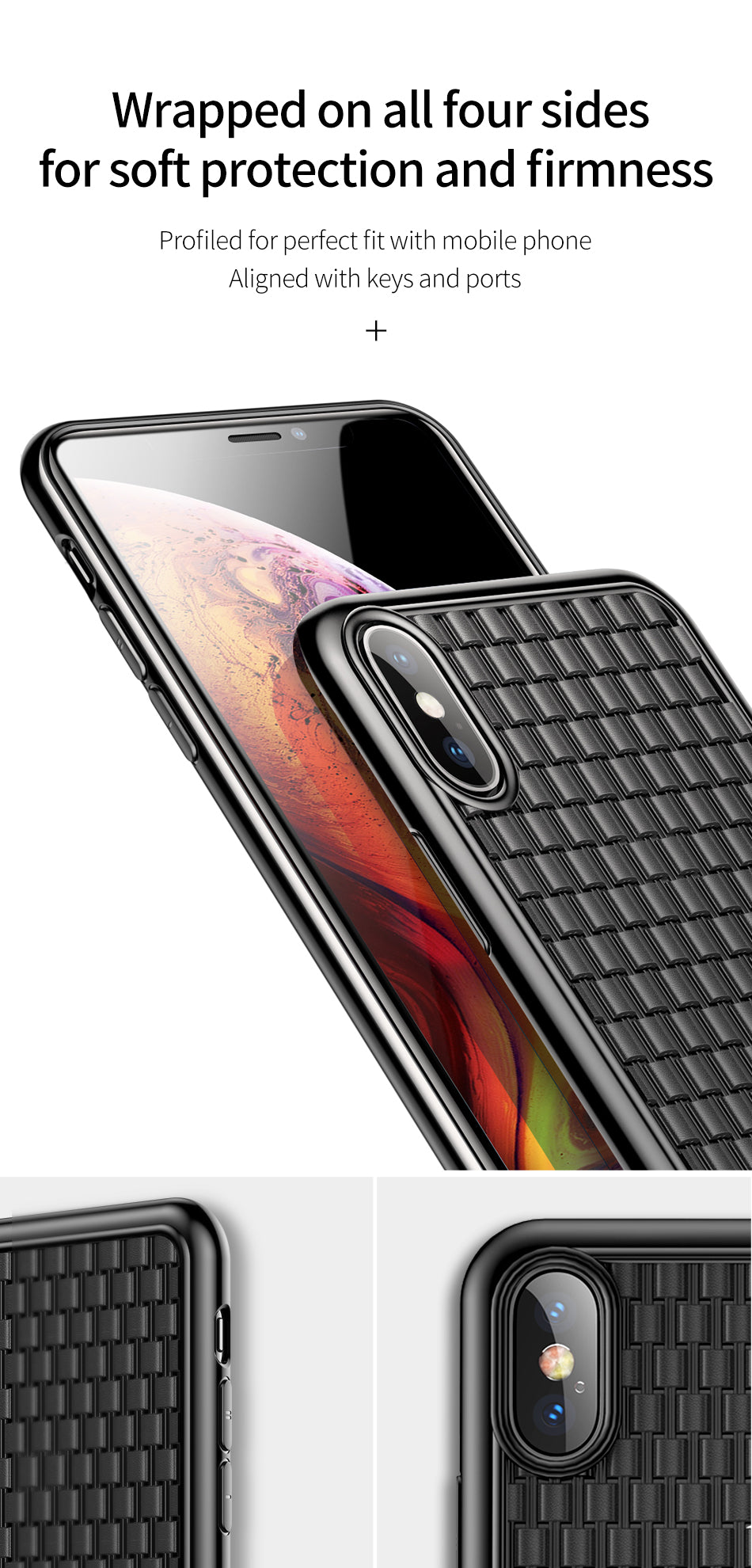 BV 2nd من باسيوس جراب نحيف و مرن ايفون Xs Max اسود
