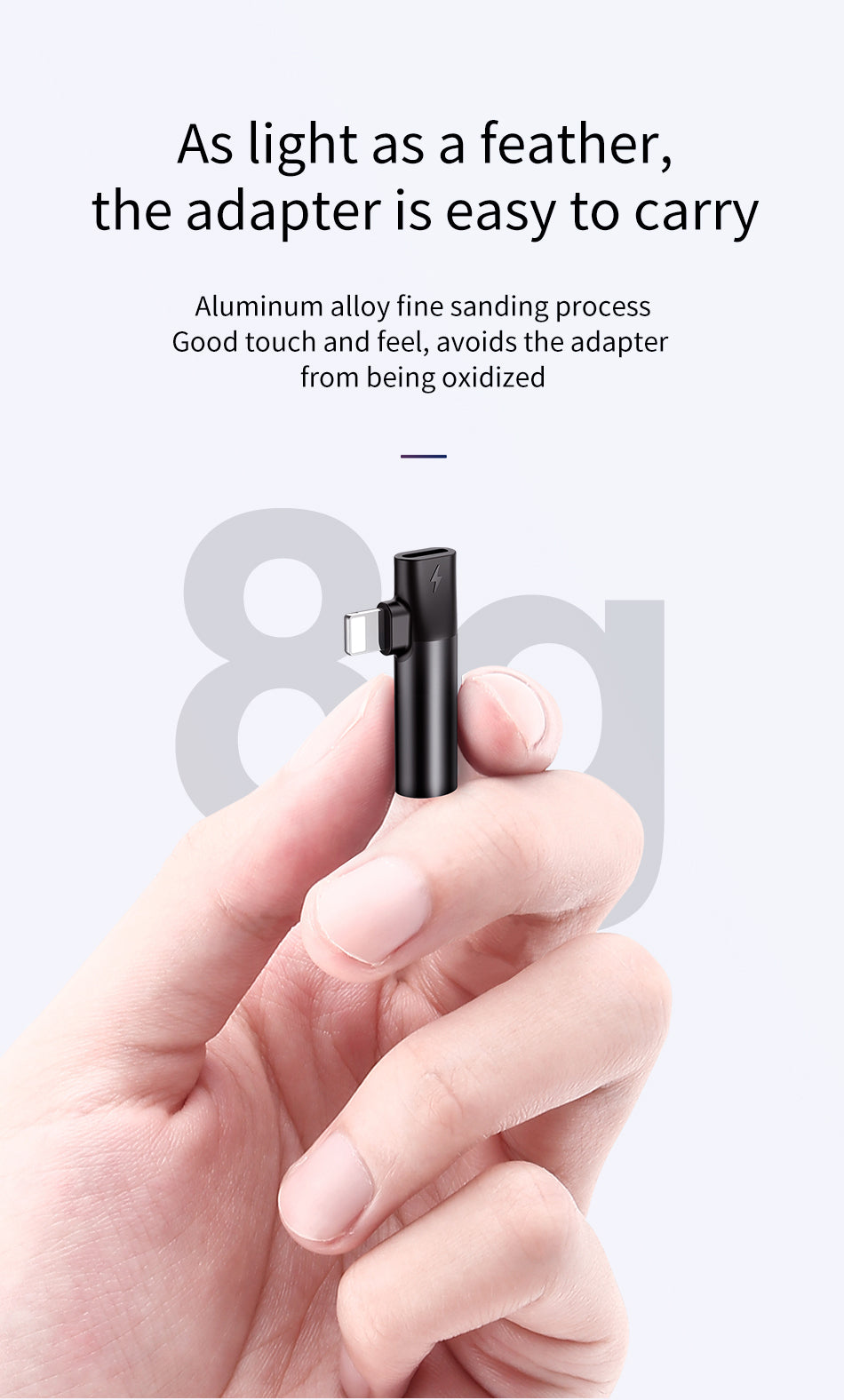 Silver Baseus L43 iPhone converter with lightning and 3.5mm audio jack for iPhone devices and audio accessories.