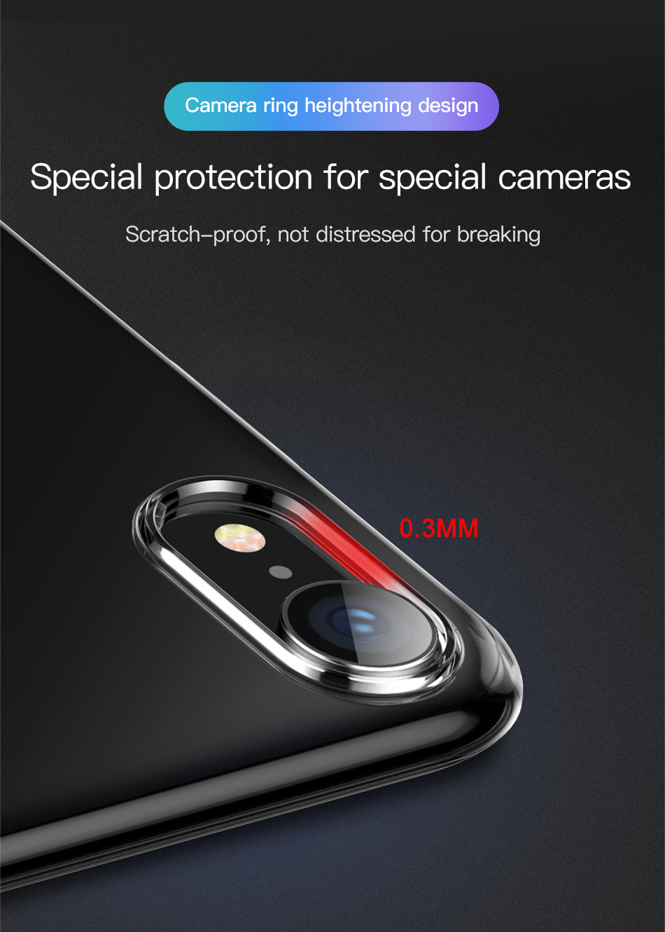 Baseus Slim Transparent TPU case for iPhone XR, soft clear cover with black accents, showing the sleek design and material details.