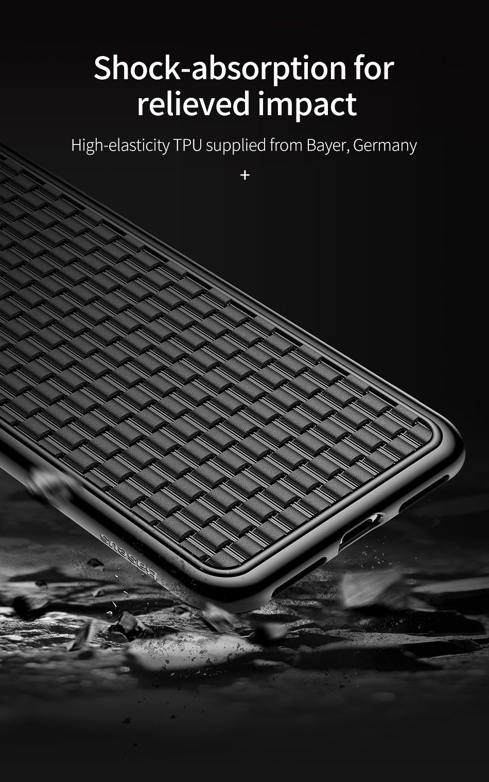 Black BV 2nd Generation Baseus slim flexible iPhone XR case showing its sleek, lightweight design and textured surface.