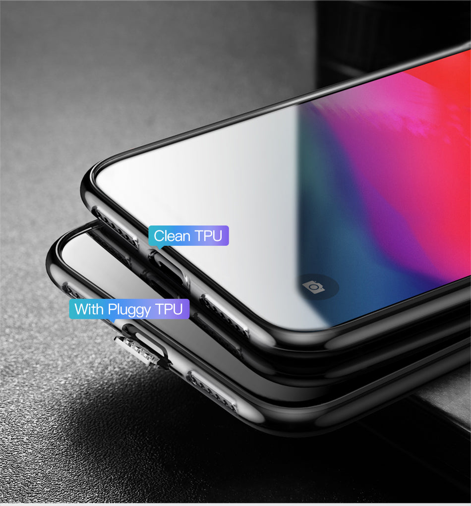Clear TPU phone case for iPhone XR by Baseus with slim, soft, transparent design, highlighting the slim fit and soft material.