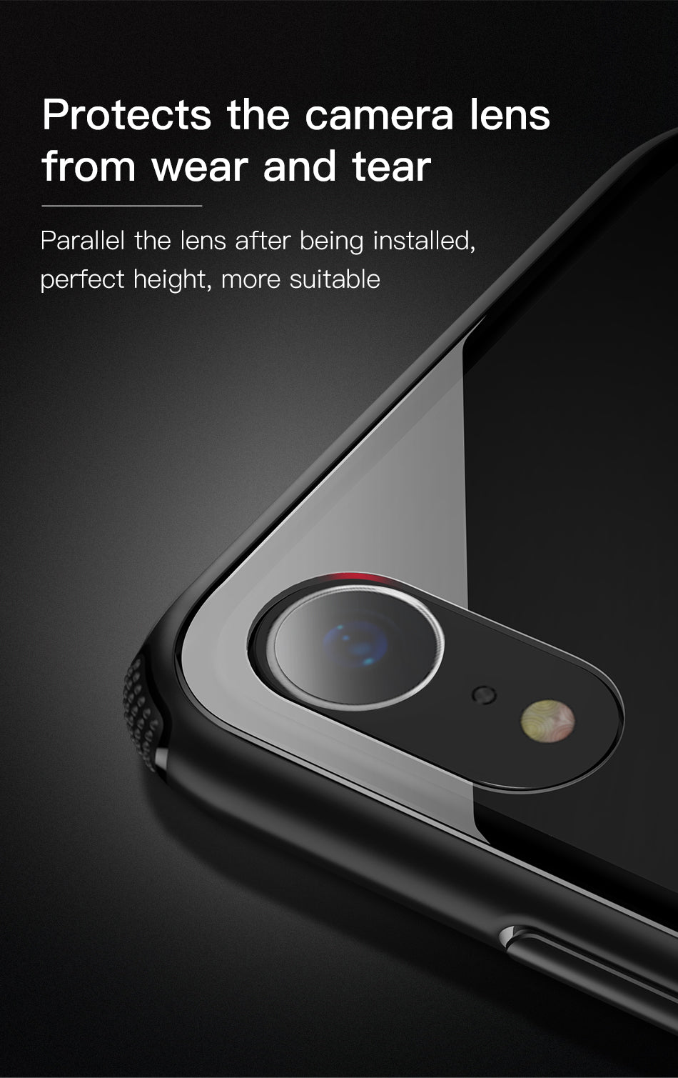 Clear see-through Baseus glass back and bumper frame for iPhone XR in white, showing the sleek protective design and transparent material.