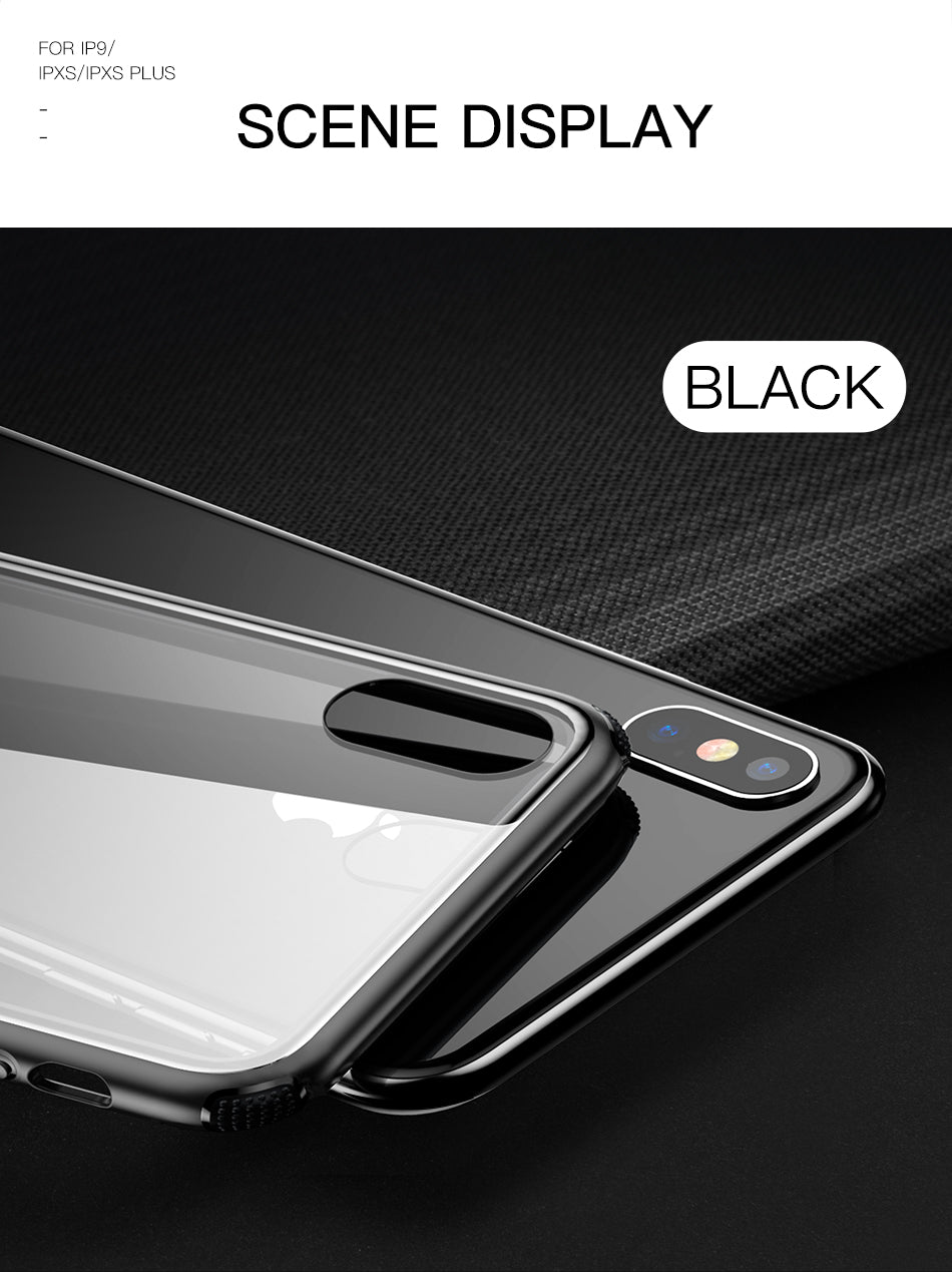 See-through By Baseus Glass Back + Bumper Frame iPhone Xs Max Black