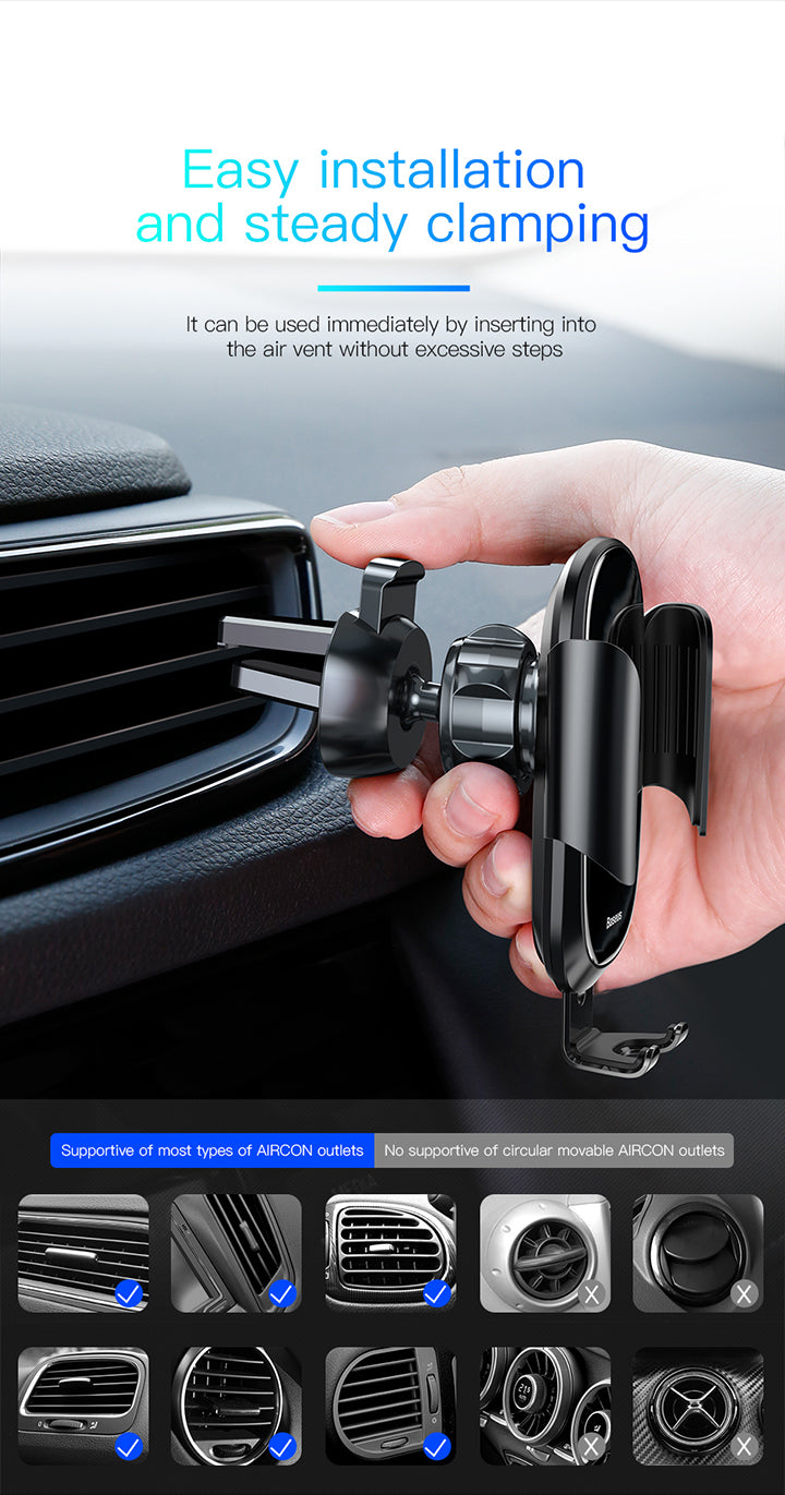 Future Gravity By Baseus Aluminum/Glass Car Mount - Silver