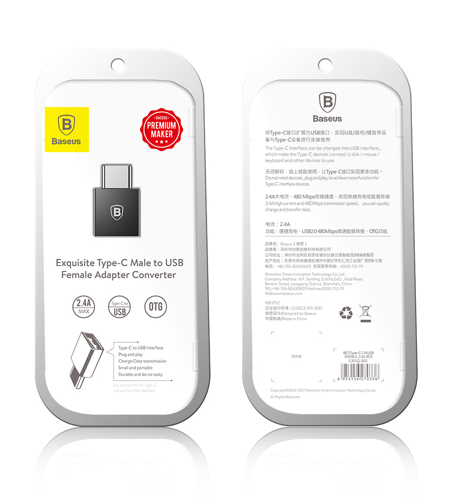 Baseus Exquisite OTG Type-C Male to USB Female Adapter Converter