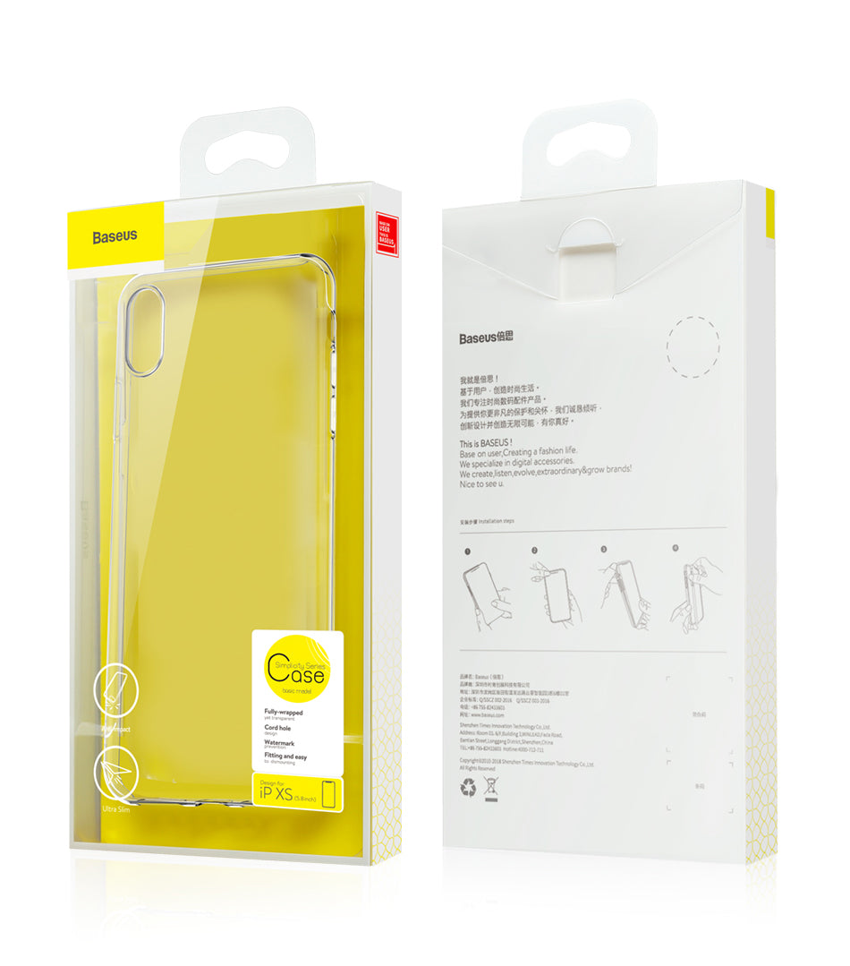 Simplicity By Baseus Slim Transparent Soft Clear TPU iPhone Xs | X Gold