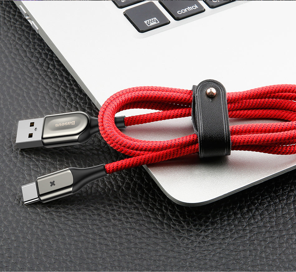 X Type By Baseus Anti-Cut Cable, USB For Type-C QC 3.0 1M Red