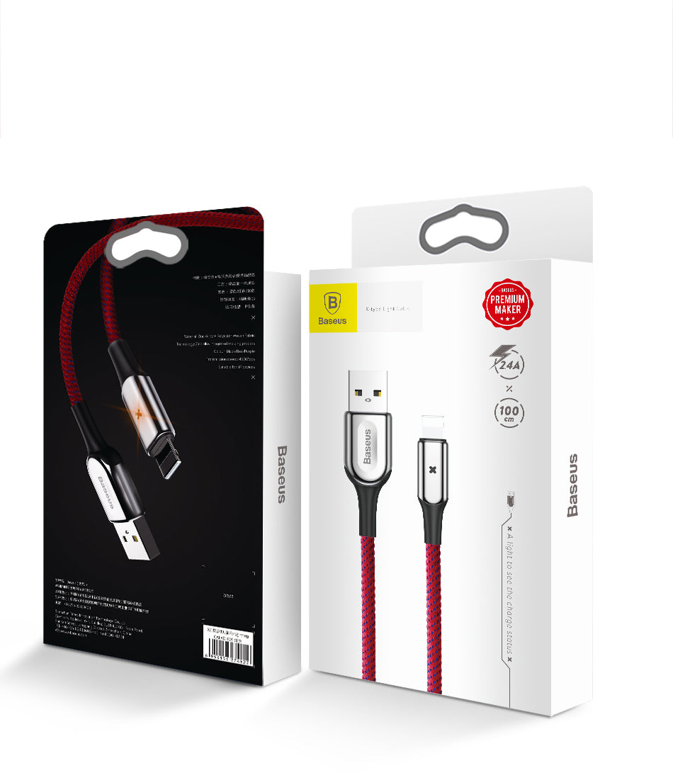 X Type By Baseus Anti-Cut Cable, lightning Cable 2.4A 1M Red